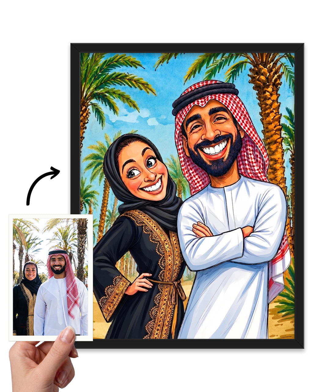 لوحة خليجية مخصصة لشخصين من صورتكما — هدية مميزة