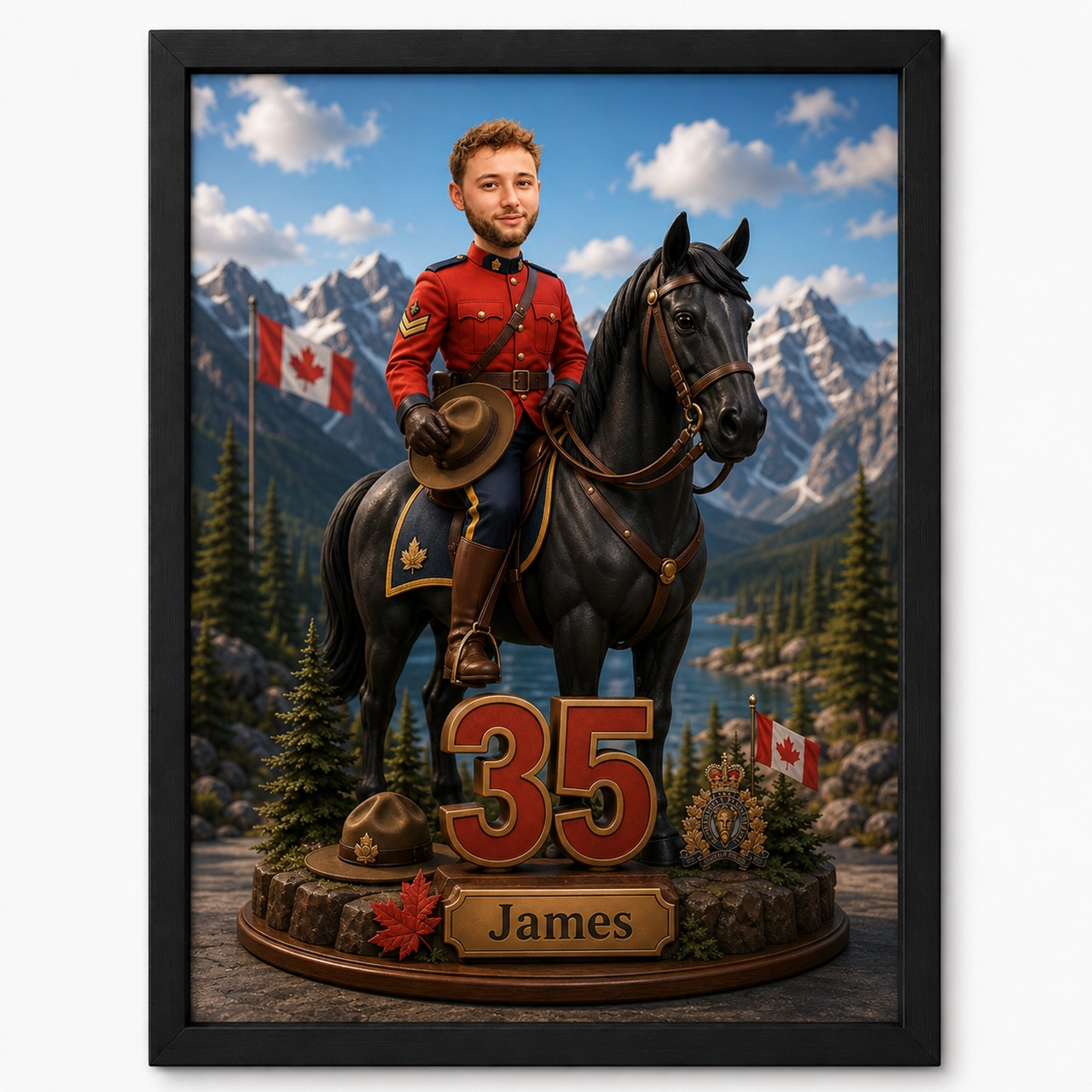 Canadian Police Officer Caricature from Photo - Personalized Gift for Him