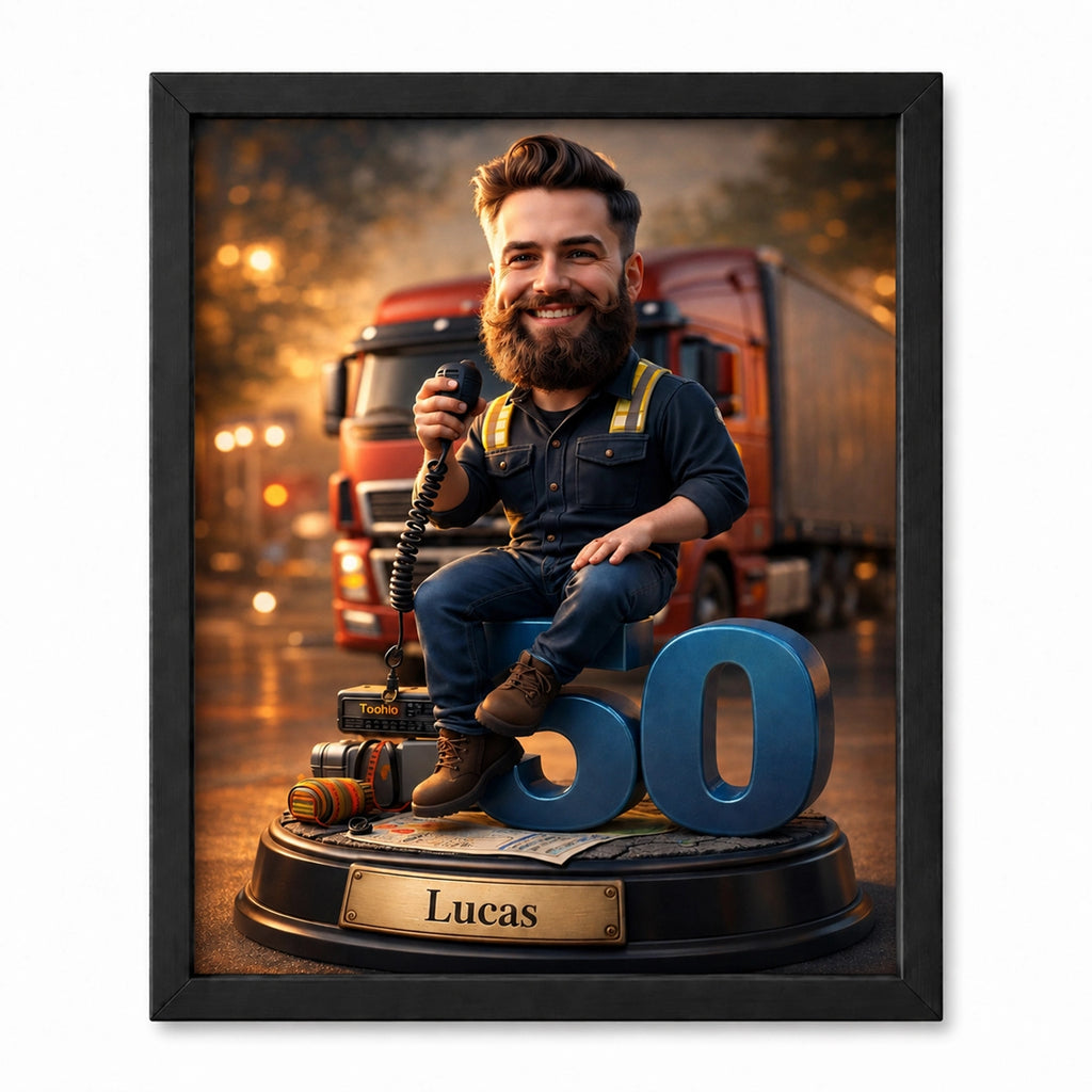 Truck Driver Caricature – For Dad, Work Colleague, Boyfriend