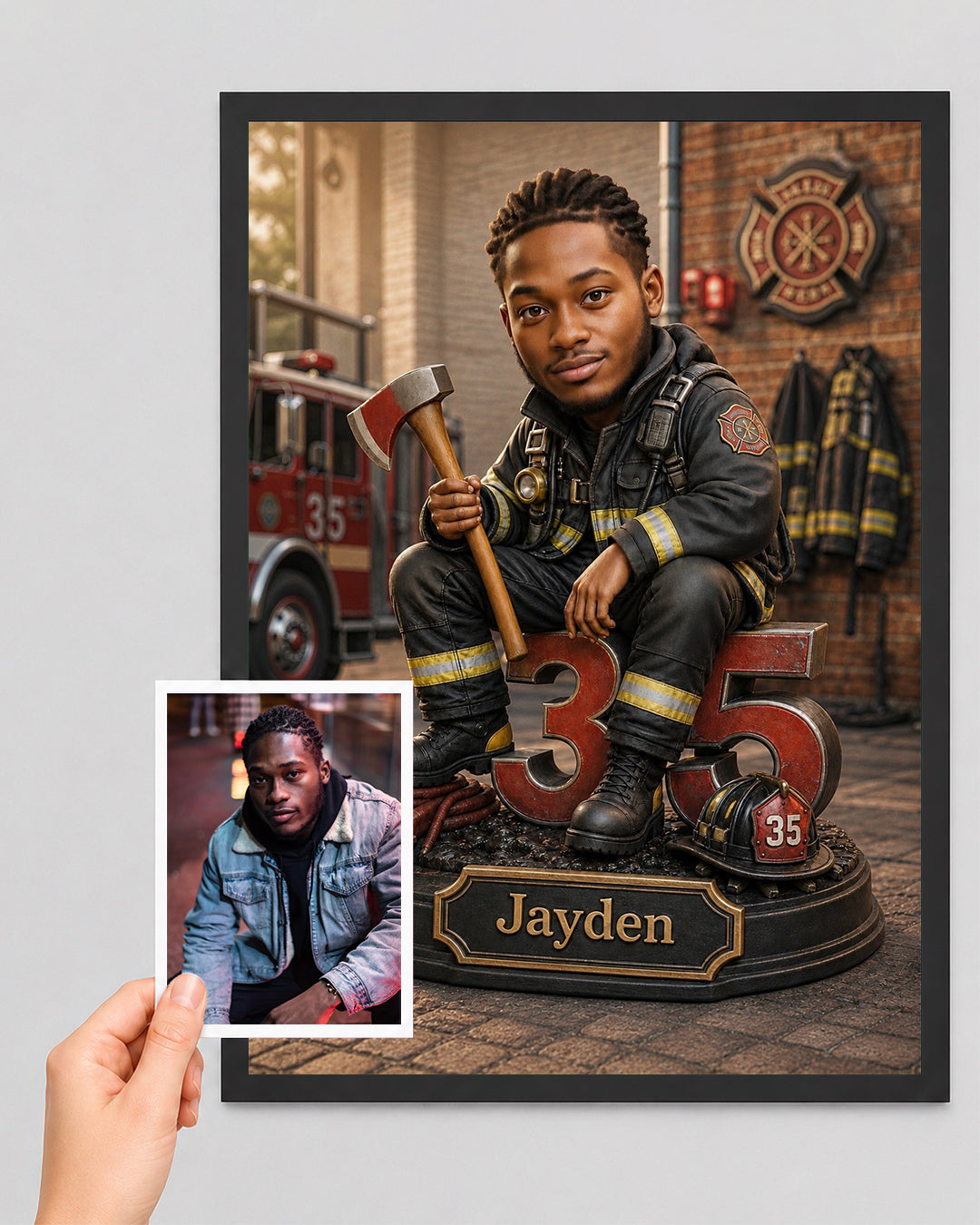 Firefighter Caricature from Photo - Birthday Gift for Husband