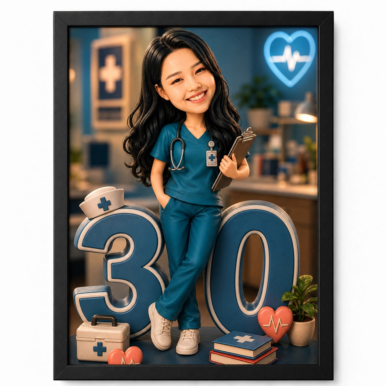 Female Doctor Caricature from Photo - Personalized Gift for Her