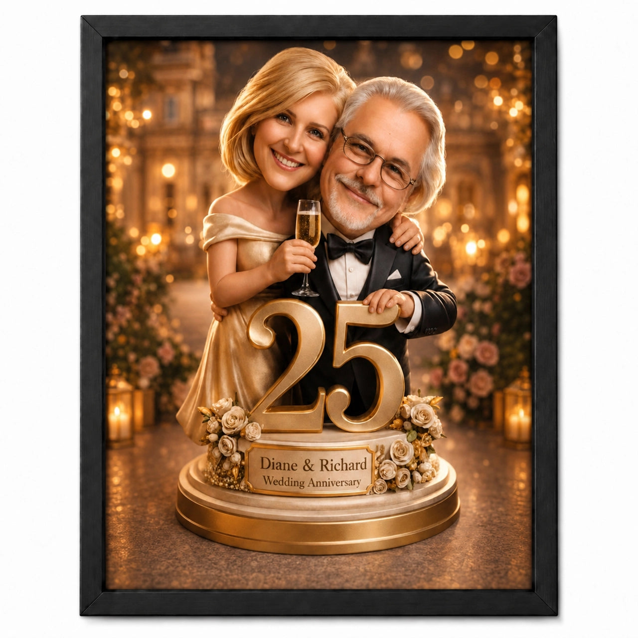 Personalized Wedding Anniversary Caricature from Photo - 25th, 30th, 40th or 50th