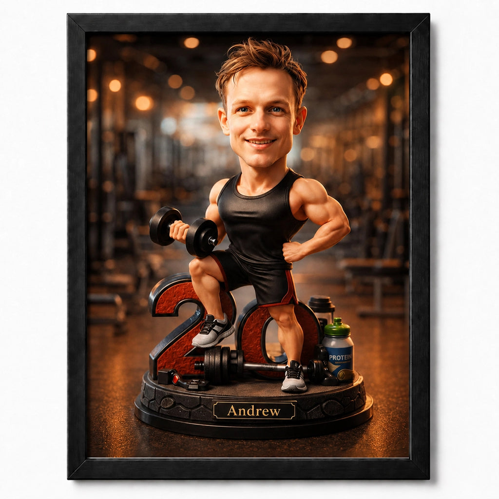 Bodybuilder Caricature from Photo - Personalized Gift for Him