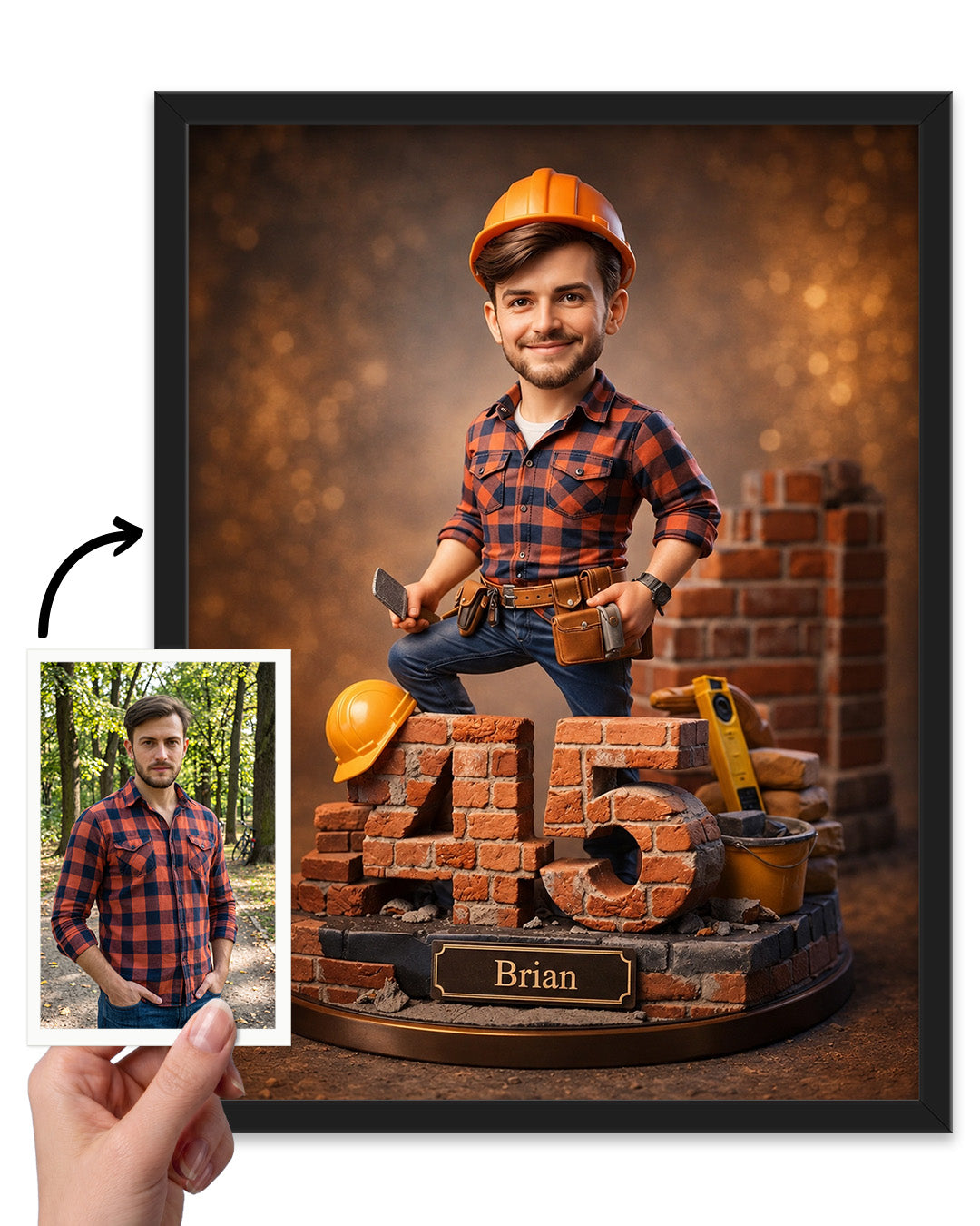 Personalized Construction Worker Portrait | Custom Image from Your Photo