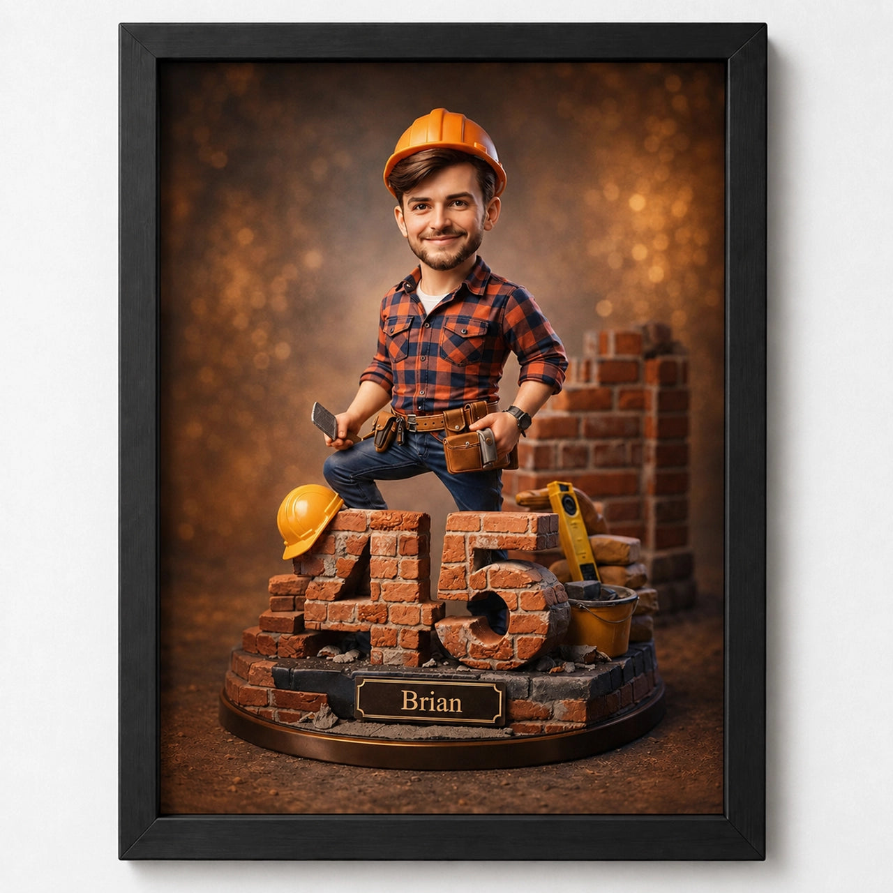 Custom Portrait Construction Worker - Personalized Gift