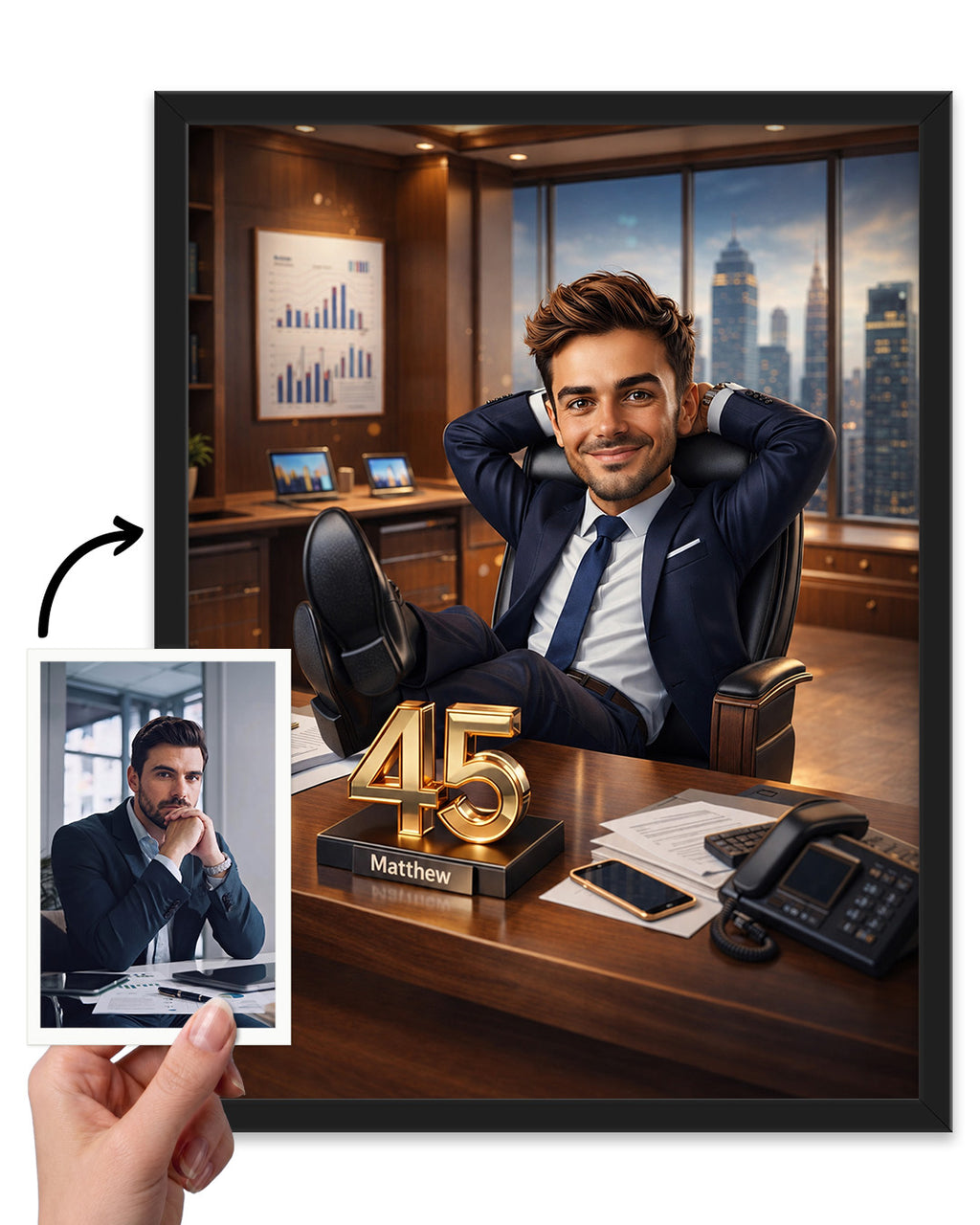 Personalized Businessman Portrait | Custom Wall Art from Your Photo