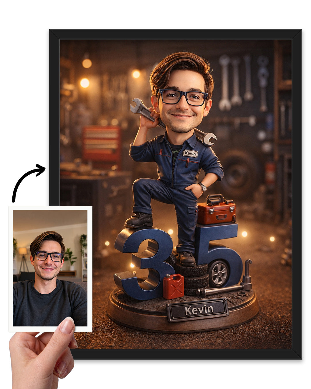 Custom Auto Mechanic Portrait | Personalized Image from Your Photo