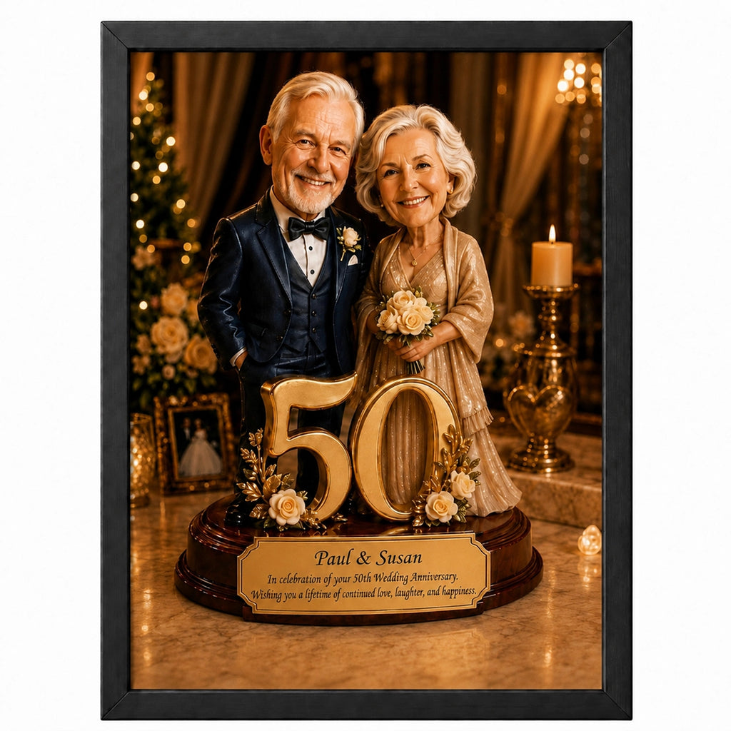 50th Wedding Anniversary Caricature from Photo - Personalized Gift