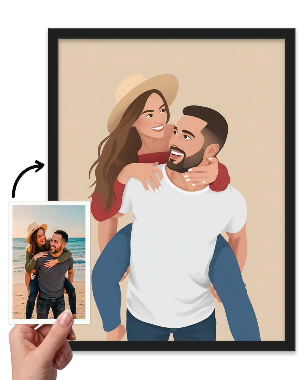 Custom Faceless Portrait from Photo | Personalized Canvas Print | Minimalist Digital Illustration | Unique Wall Art