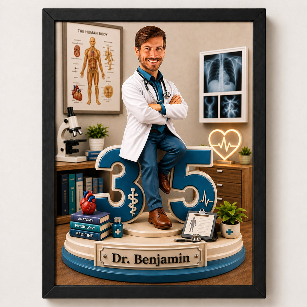 Doctor Caricature - Personalized Birthday Gift for Dad, Work Colleague, Husband