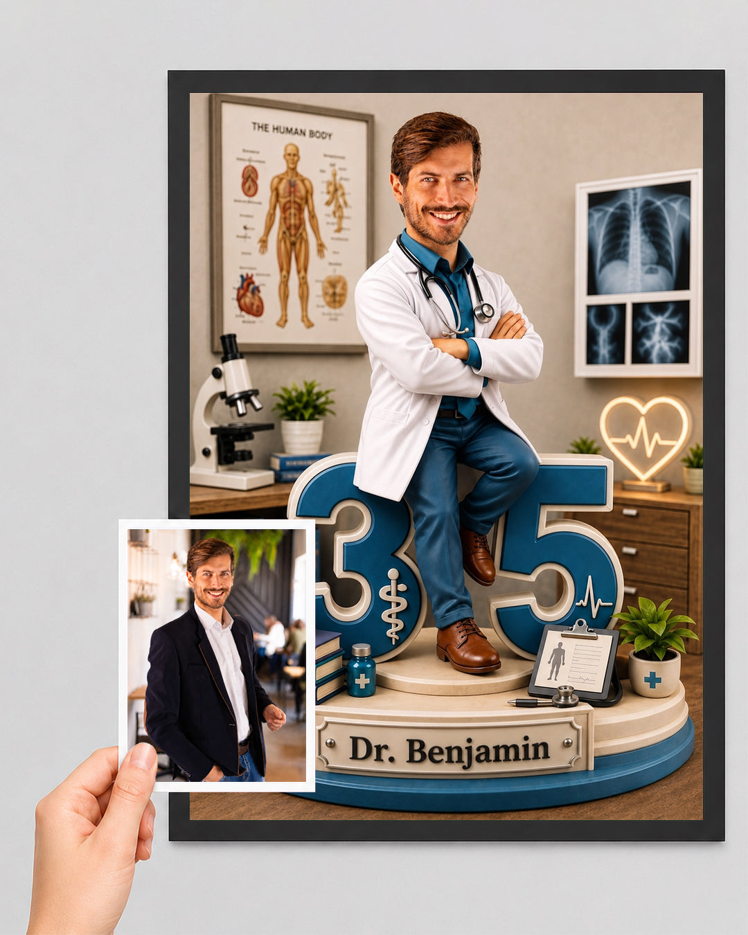 Doctor Caricature - Personalized Birthday Gift for Dad, Work Colleague, Husband