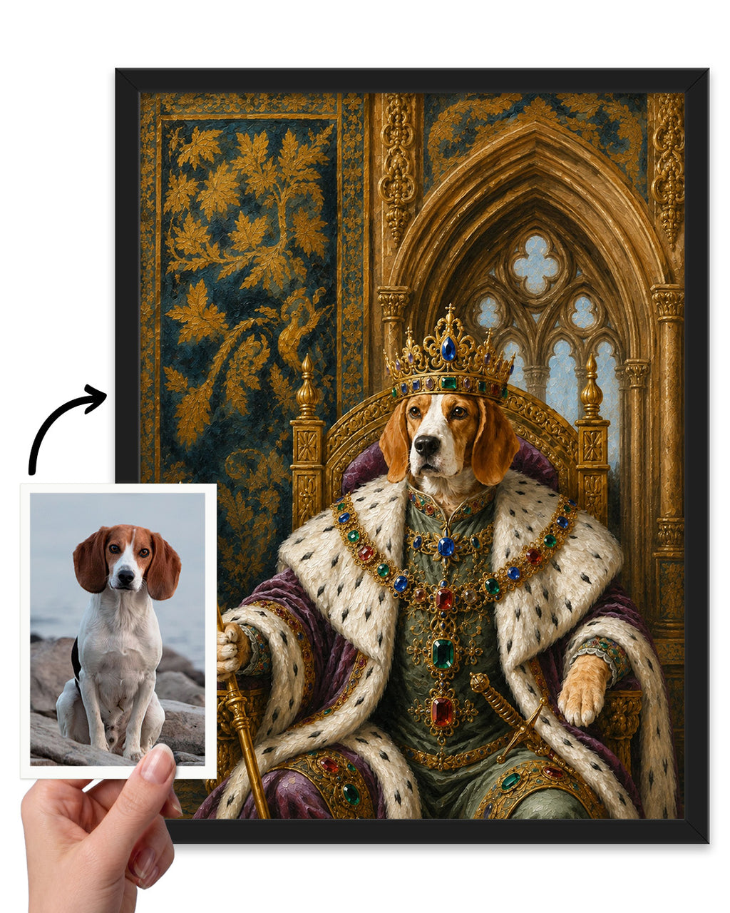 Custom Pet Portrait Painting Canvas, Renaissance Dog Portrait from Photo, Royal Pet King Portrait Painting Digital Art, Portrait Art Design
