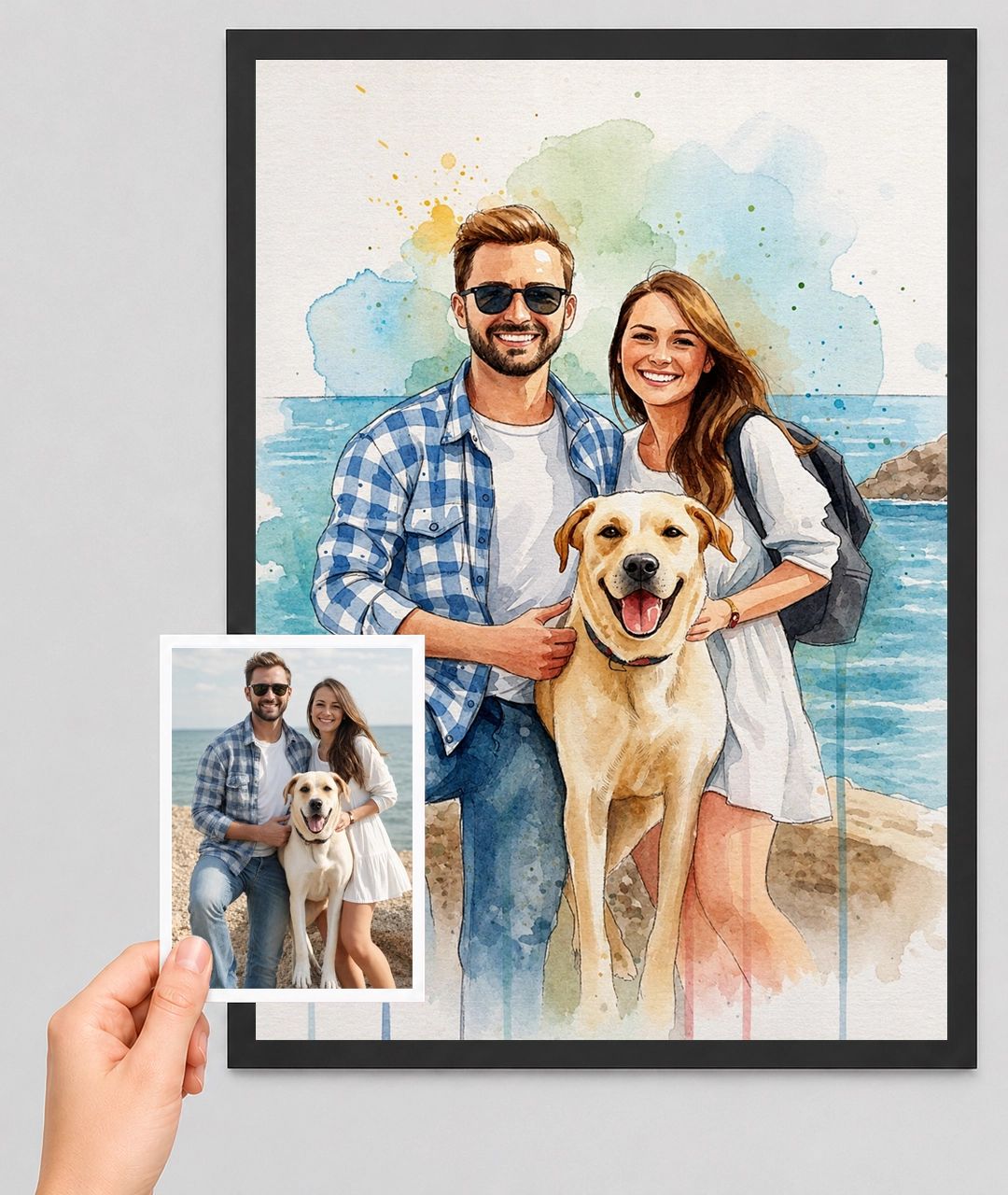 Personalized Watercolor Portrait from Photo - Custom Wall Art