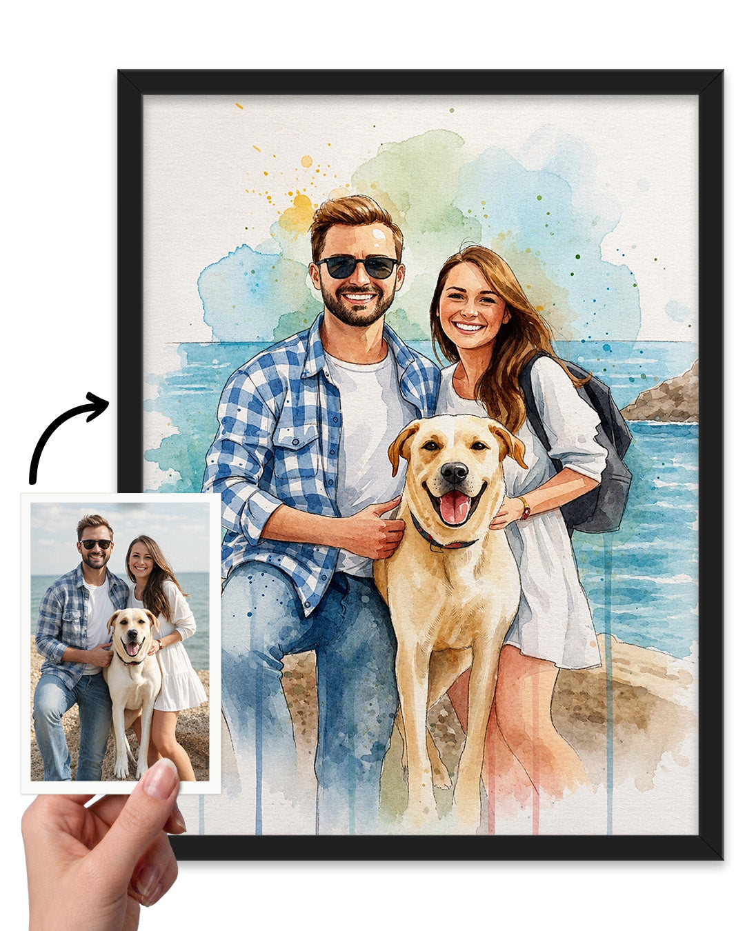 Watercolor Custom Family Portrait from Photo | Personalized Canvas Print | Couples Gift | Custom Wall Art