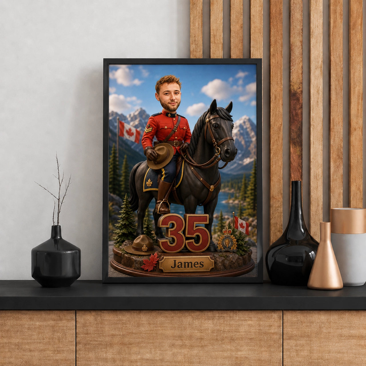 Canadian Police Officer Caricature from Photo - Personalized Gift for Him