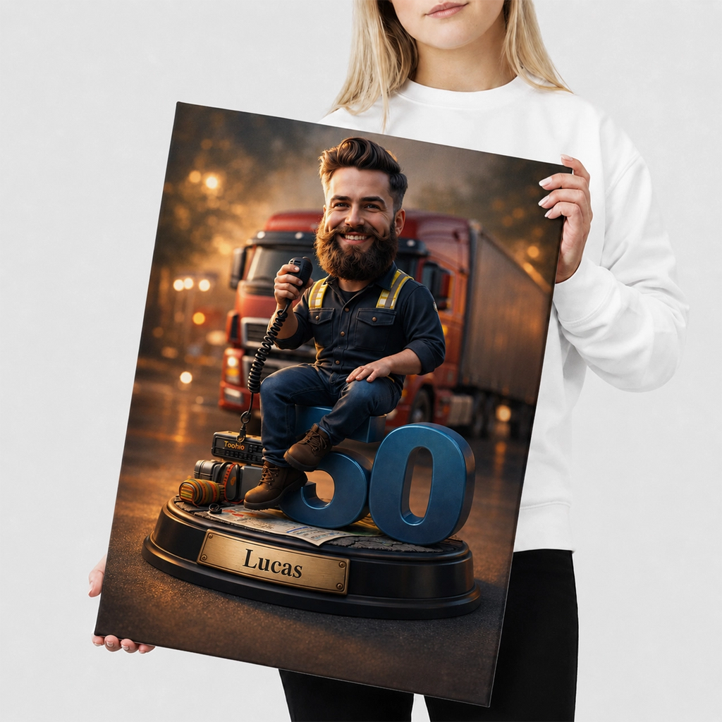 Truck Driver Caricature – For Dad, Work Colleague, Boyfriend