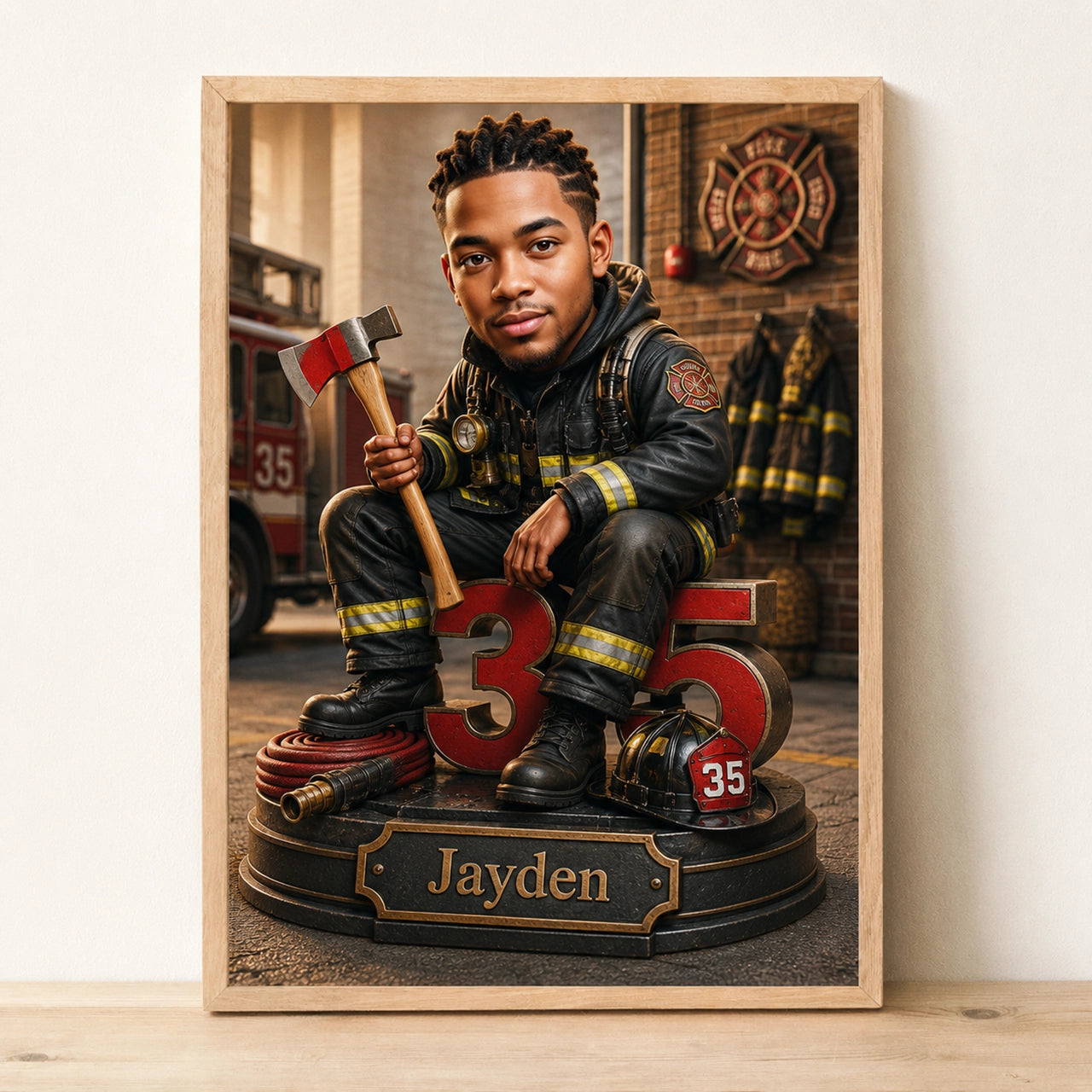 Firefighter Caricature from Photo - Birthday Gift for Husband