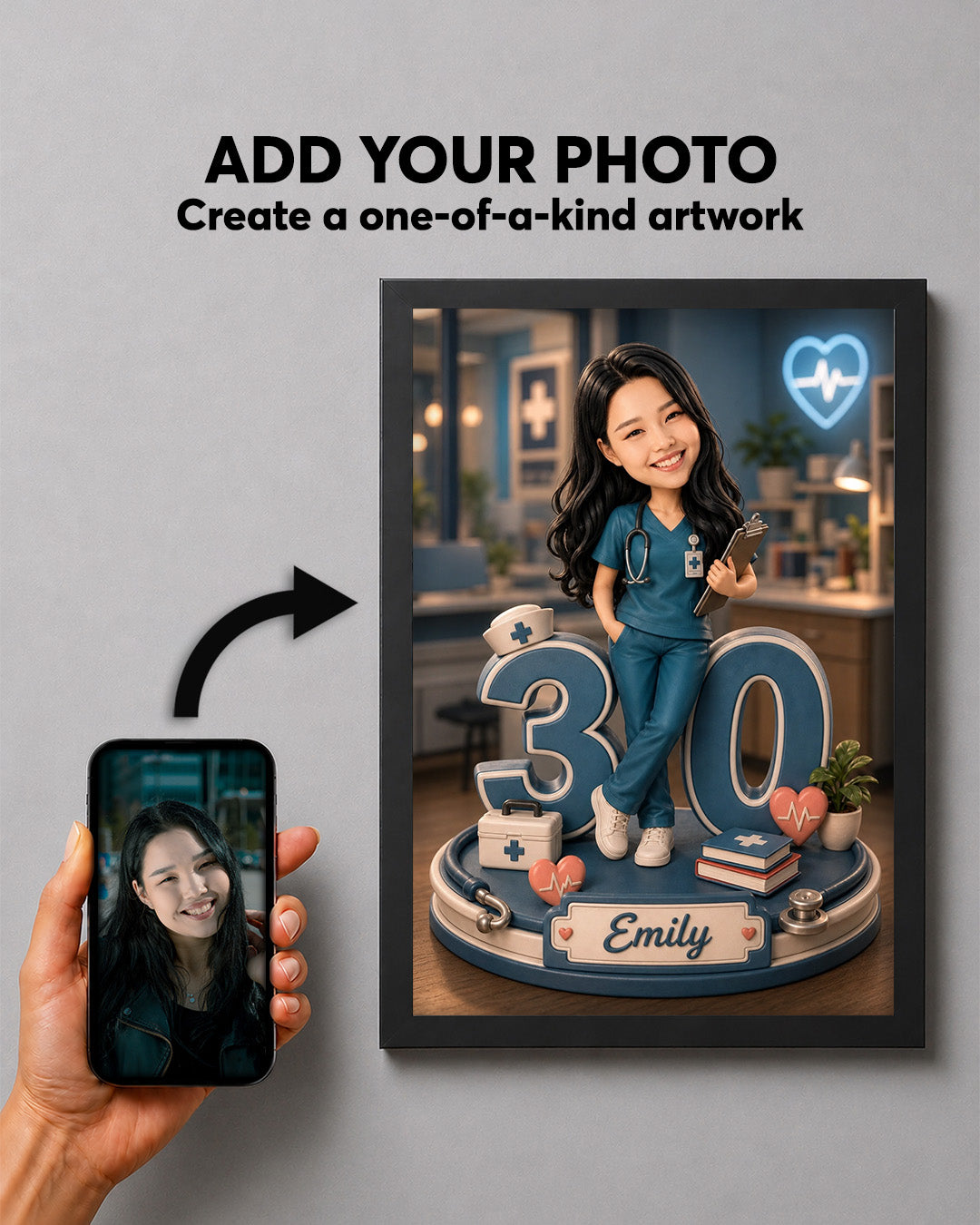Personalized Healthcare Worker Portrait | Custom Image from Your Photo