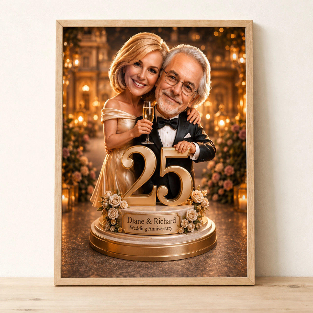 Personalized Wedding Anniversary Caricature from Photo - 25th, 30th, 40th or 50th