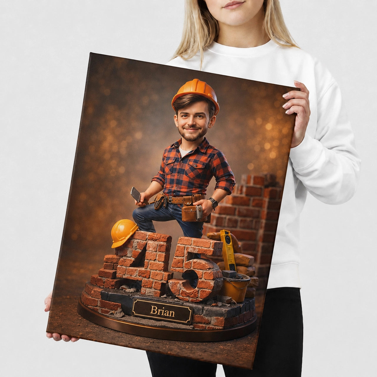 Custom Portrait Construction Worker - Personalized Gift