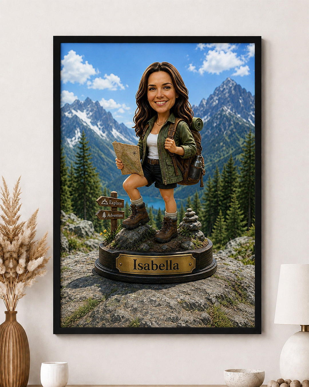 Traveler Caricature from Photo - Personalized Gift for Her