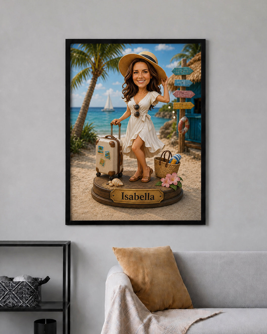 Traveler Caricature from Photo - Personalized Gift for Her