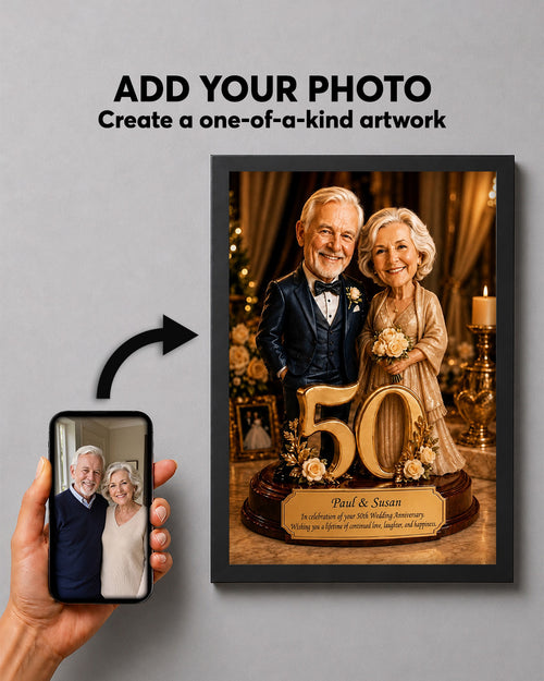 Anniversary Couple Portrait from Photo | Personalized Canvas Print | Anniversary Gift | Elegant Custom Portrait