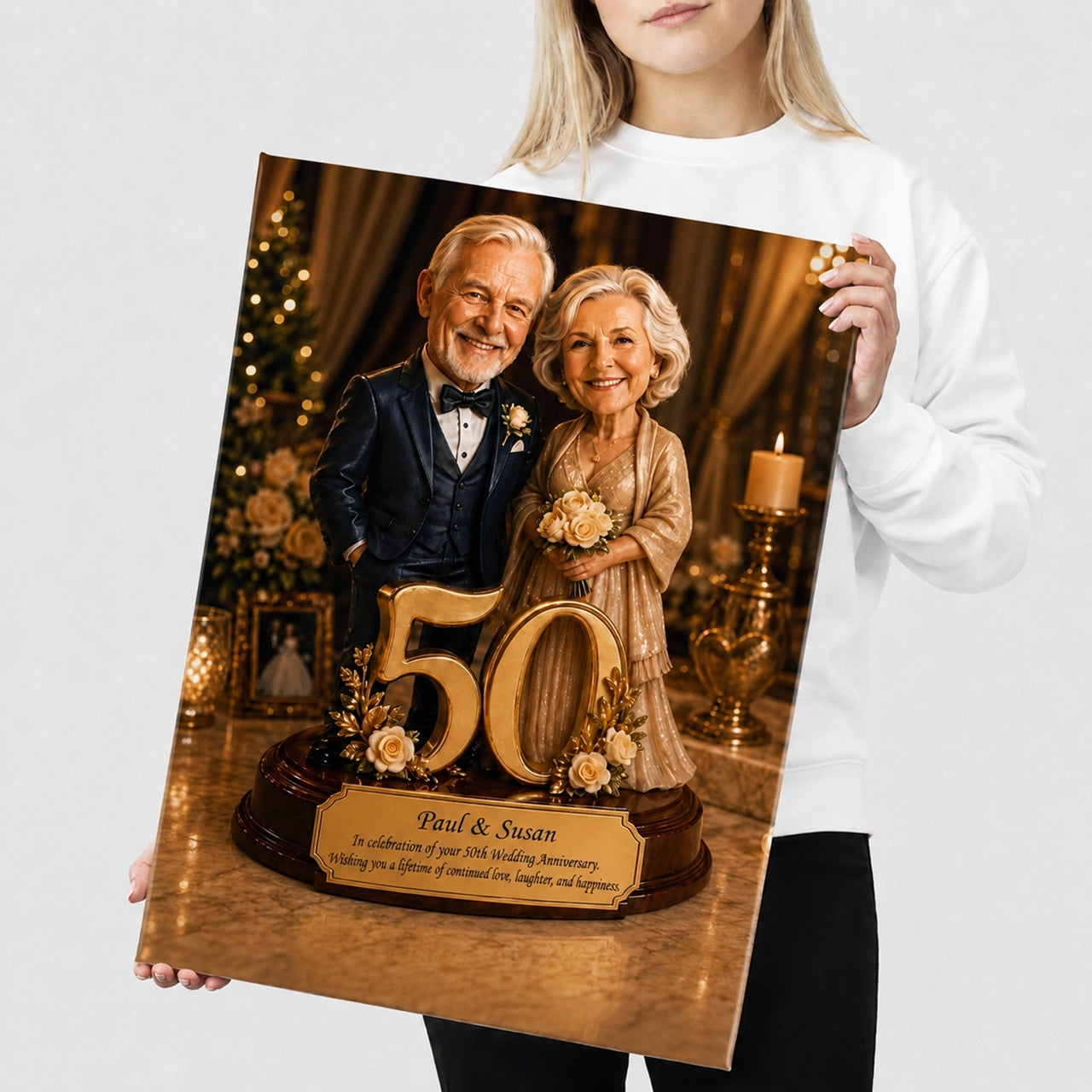50th Wedding Anniversary Caricature from Photo - Personalized Gift