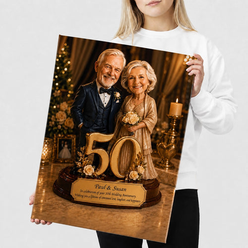 50th Wedding Anniversary Caricature from Photo - Personalized Gift