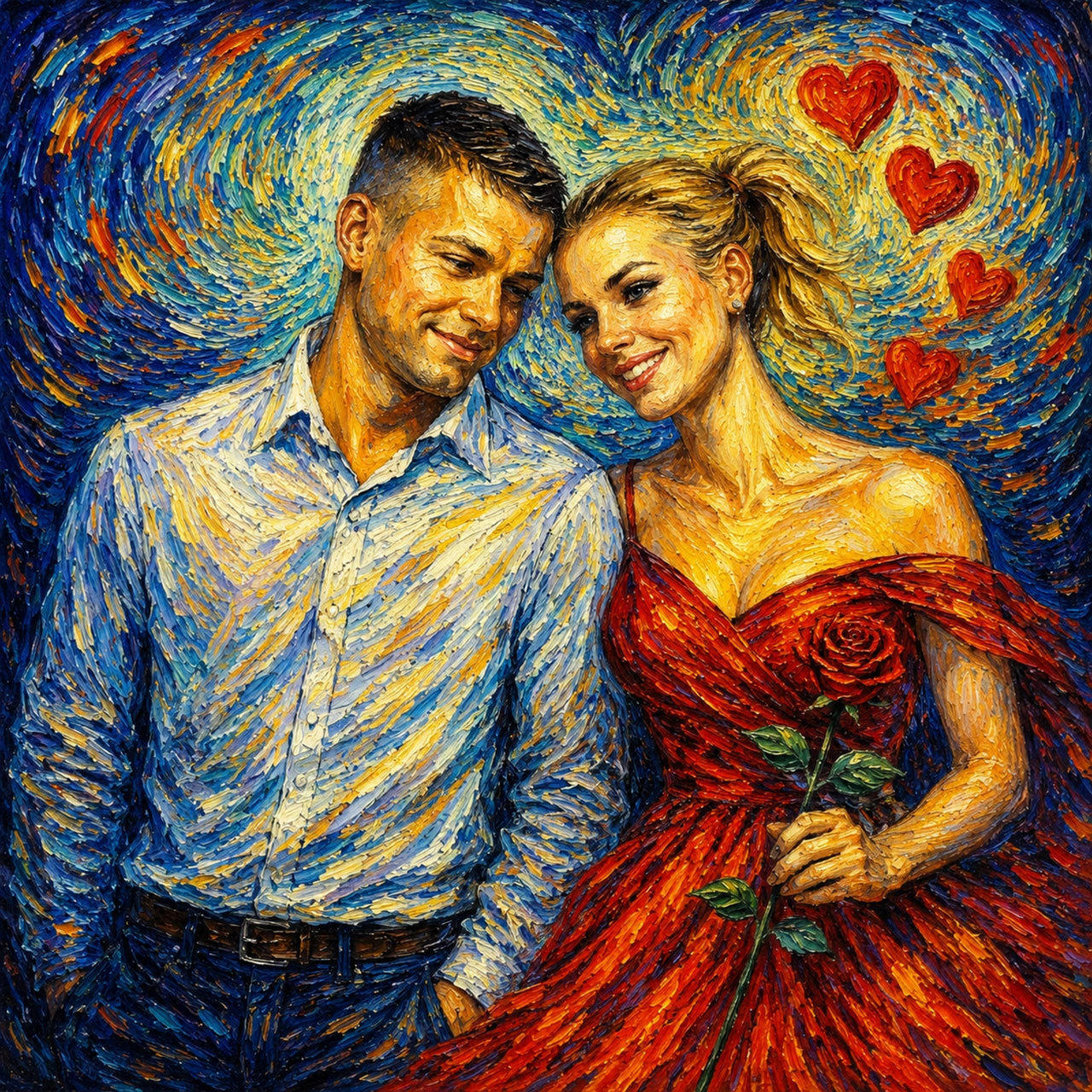 Personalized Oil Painting Portrait from Photo - Custom Couple Gift