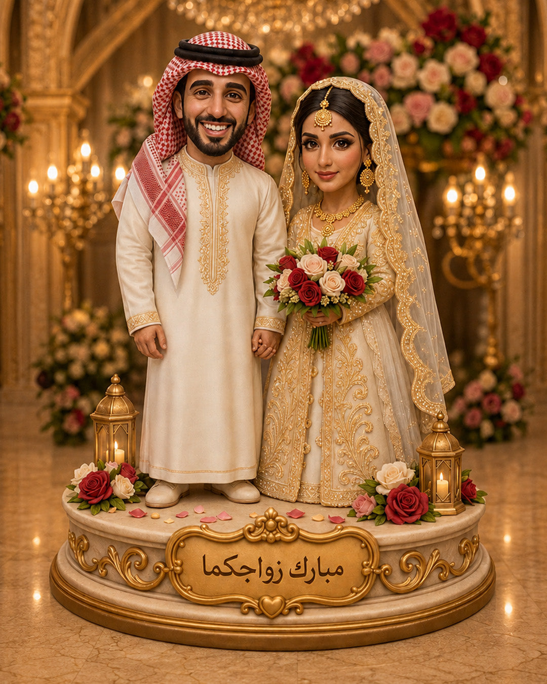 كاريكاتير للعروسين من صورة | لوحة قماشية مطبوعة مخصصة | بورتريه زفاف مخصص | هدية ذكرى سنوية فريدة