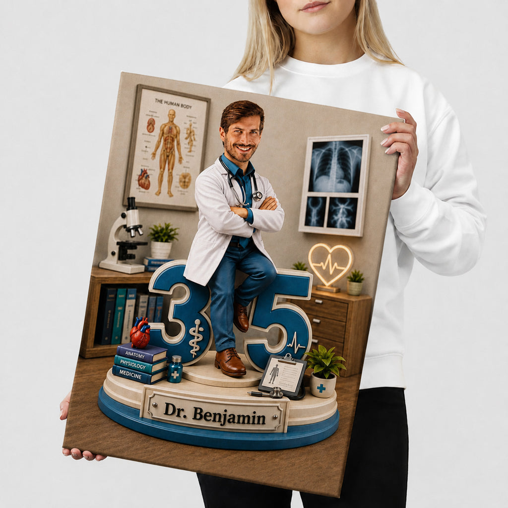 Doctor Caricature - Personalized Birthday Gift for Dad, Work Colleague, Husband