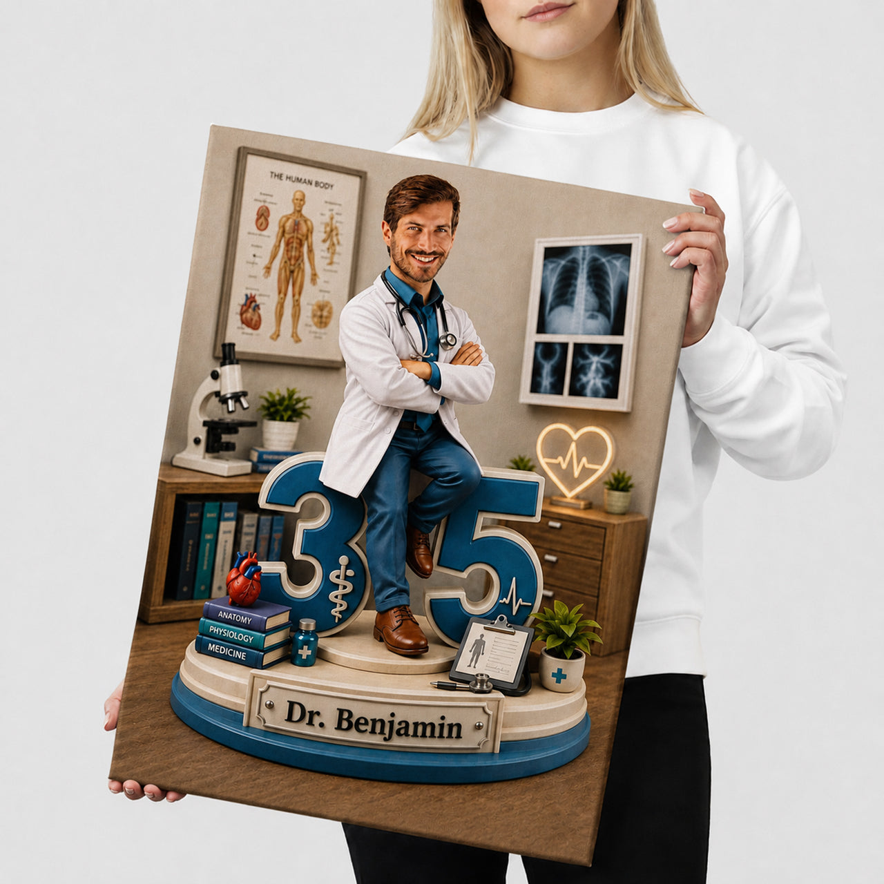 Doctor Caricature - Personalized Birthday Gift for Dad, Work Colleague, Husband