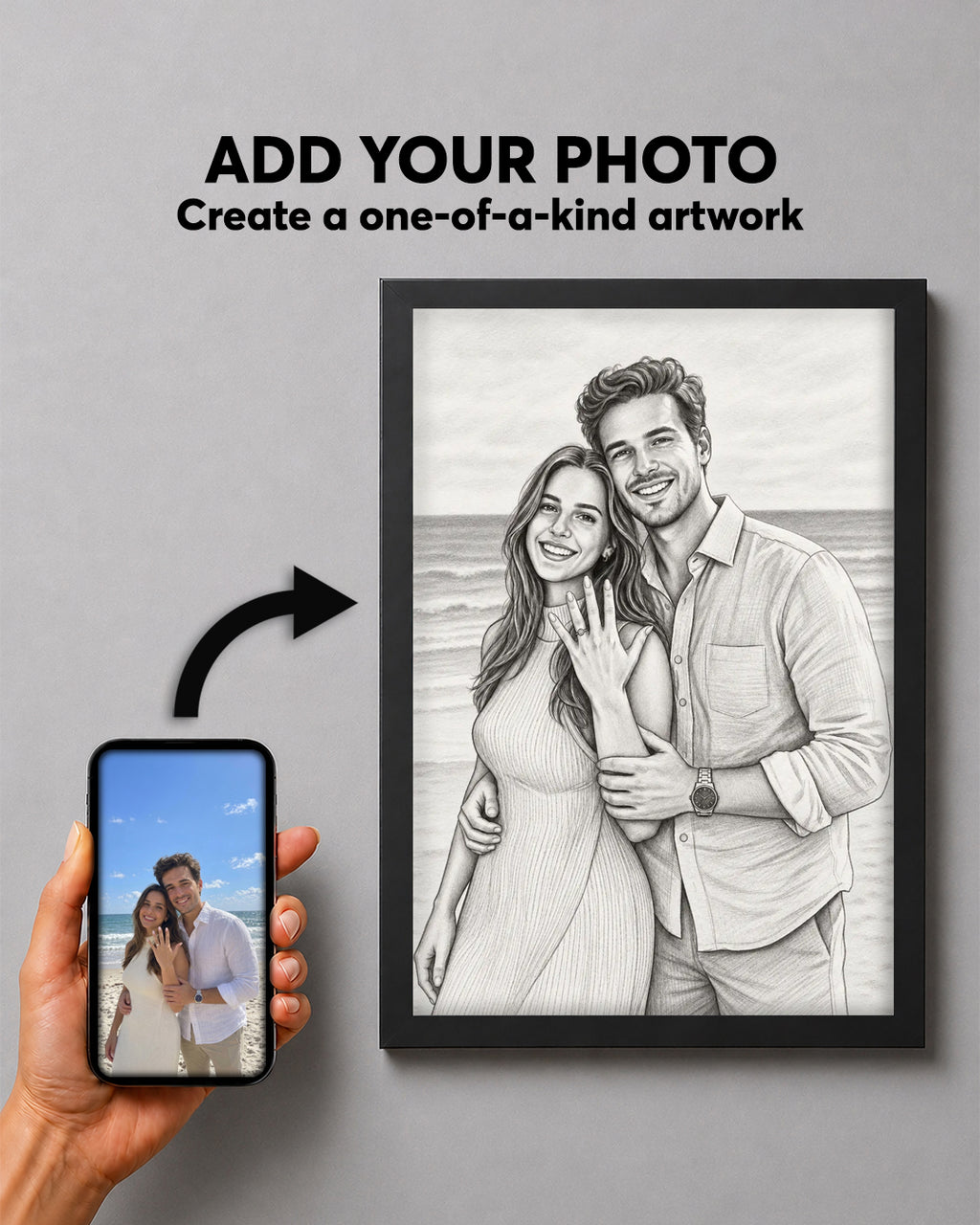 Custom Portrait From Photo, Personalized Wedding Gift, Pencil sketch, Anniversary Gifts For Wife Husband