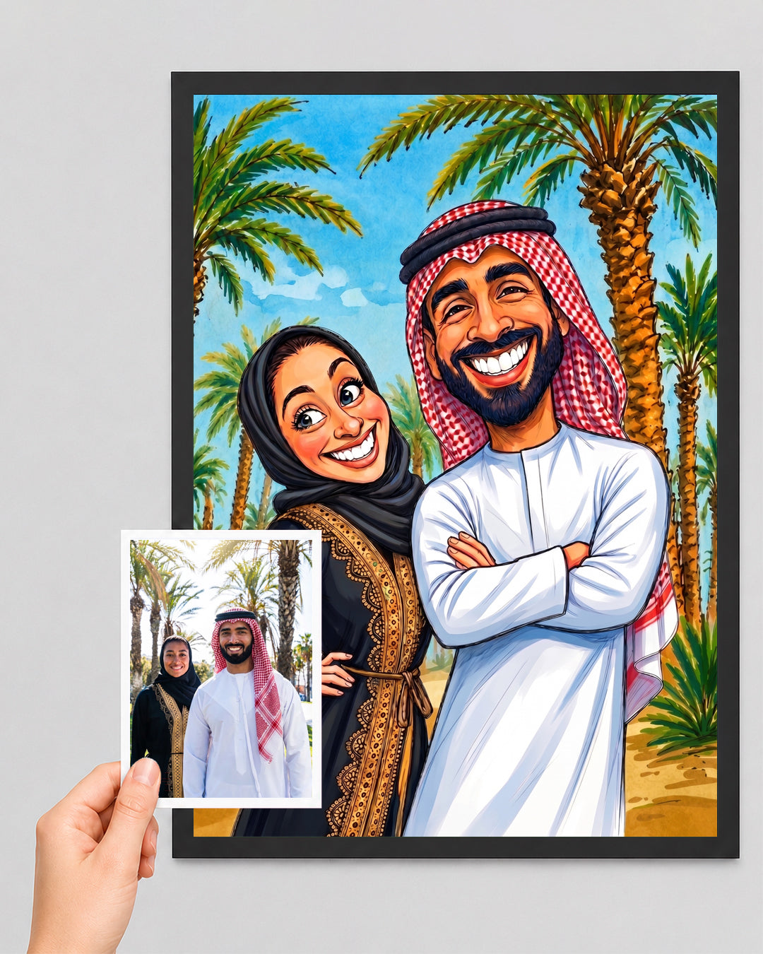 Personalized Gulf Couple Portrait – Custom Couple Gift
