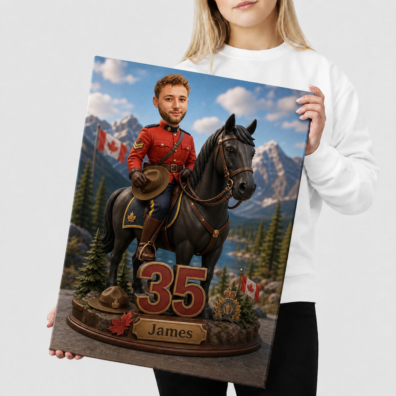 Canadian Police Officer Caricature from Photo - Personalized Gift for Him