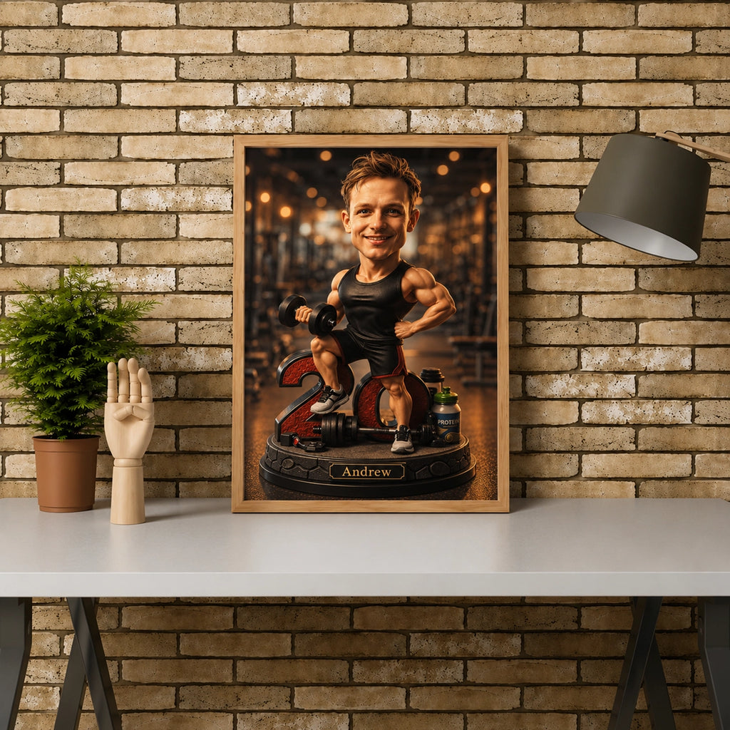 Bodybuilder Caricature from Photo - Personalized Gift for Him