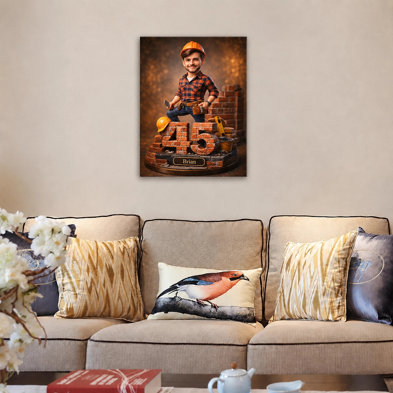 Custom Portrait Construction Worker - Personalized Gift
