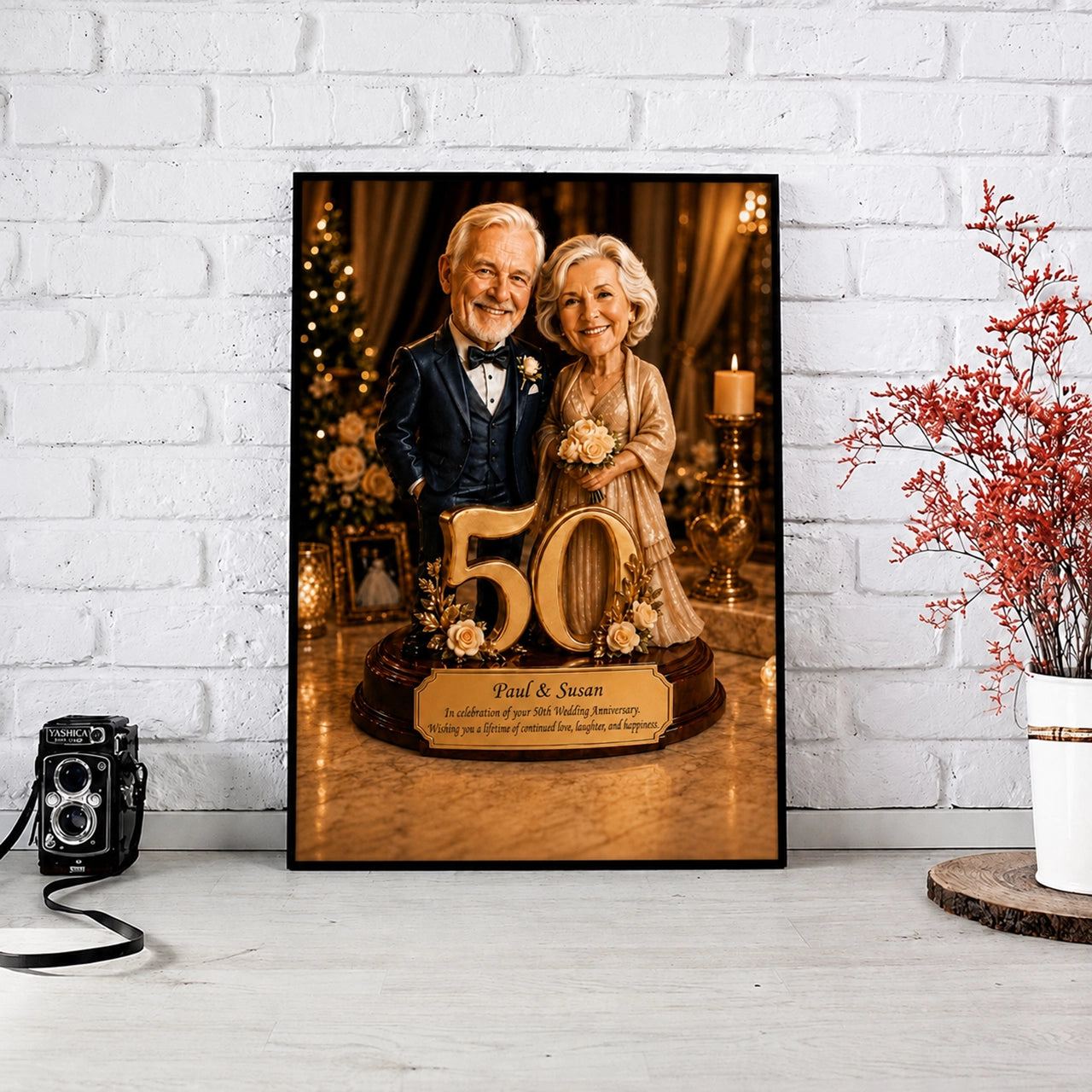 50th Wedding Anniversary Caricature from Photo - Personalized Gift