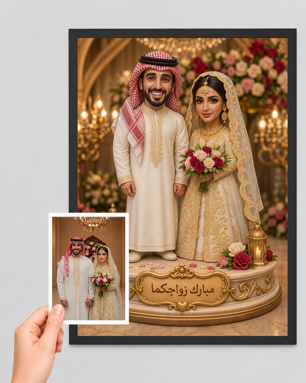 Personalized Gulf Wedding Portrait – Custom Couple Gift