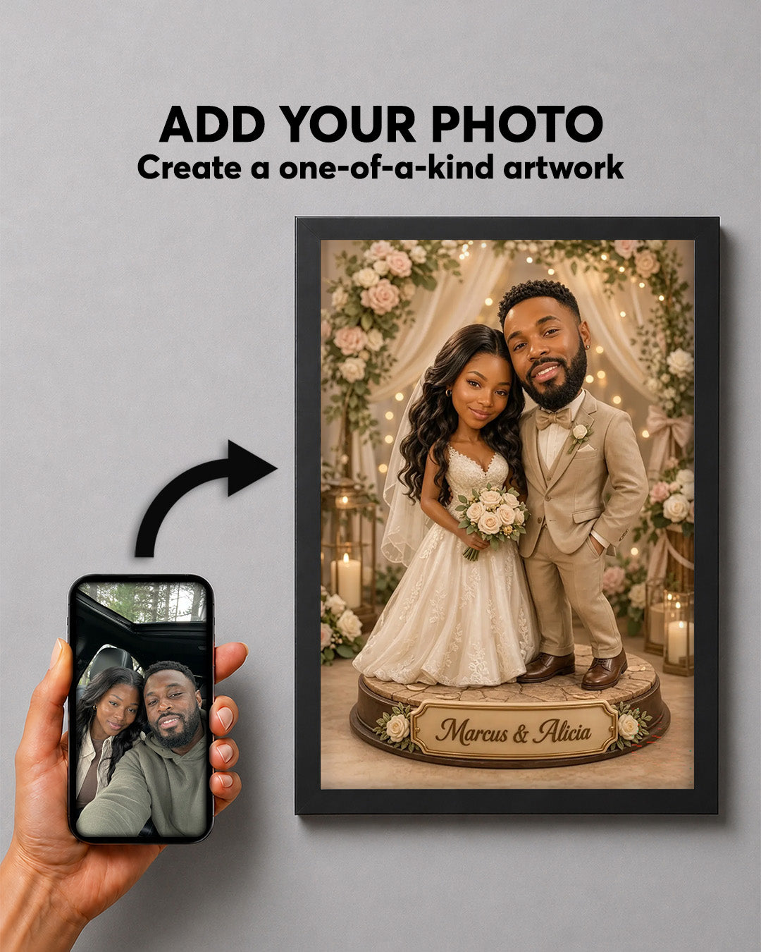 Wedding Couple Portrait  from Photo | Personalized Canvas Print | Custom Wedding Portrait | Unique Anniversary Gift