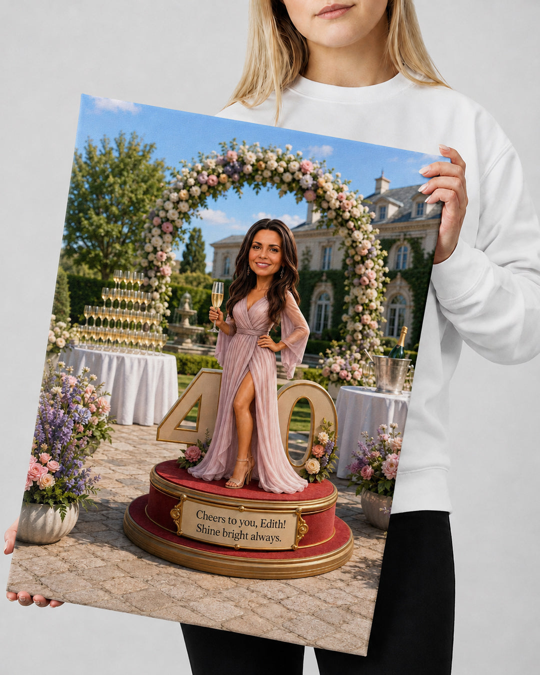 Custom portrait. A birthday gift for a woman. Red Carpet