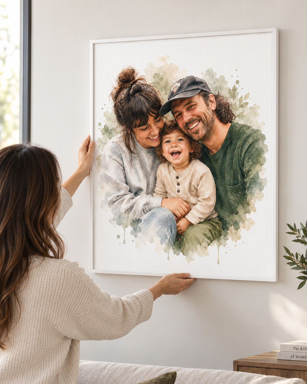 Soft Watercolor Couple Portrait from Photo, Custom Wedding Anniversary Christmas Gift for Wife Husband Parents, Engagement Gift for Friend, Unique Poster Wall Art