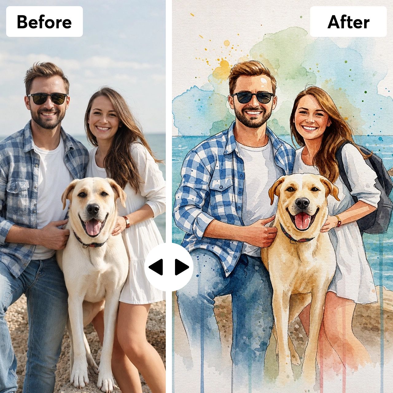 Personalized Watercolor Portrait from Photo - Custom Wall Art