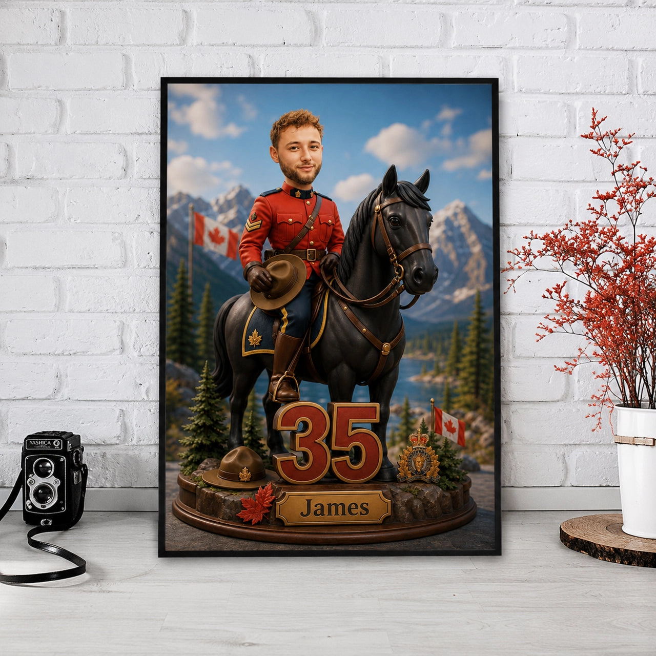Canadian Police Officer Caricature from Photo - Personalized Gift for Him