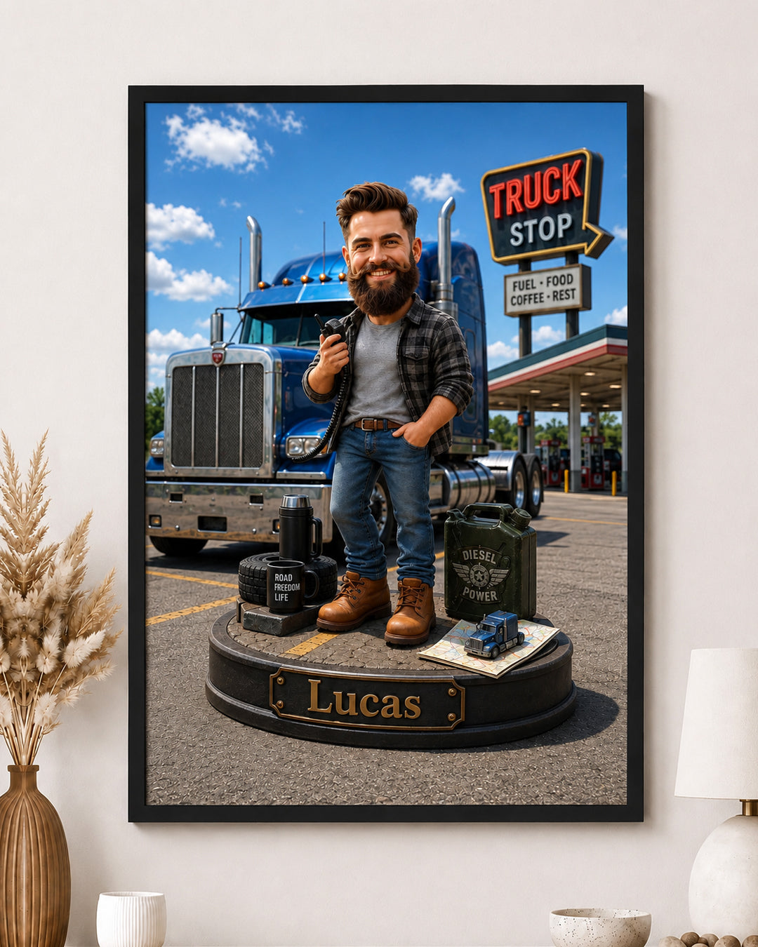 Truck Driver Caricature – For Dad, Work Colleague, Boyfriend