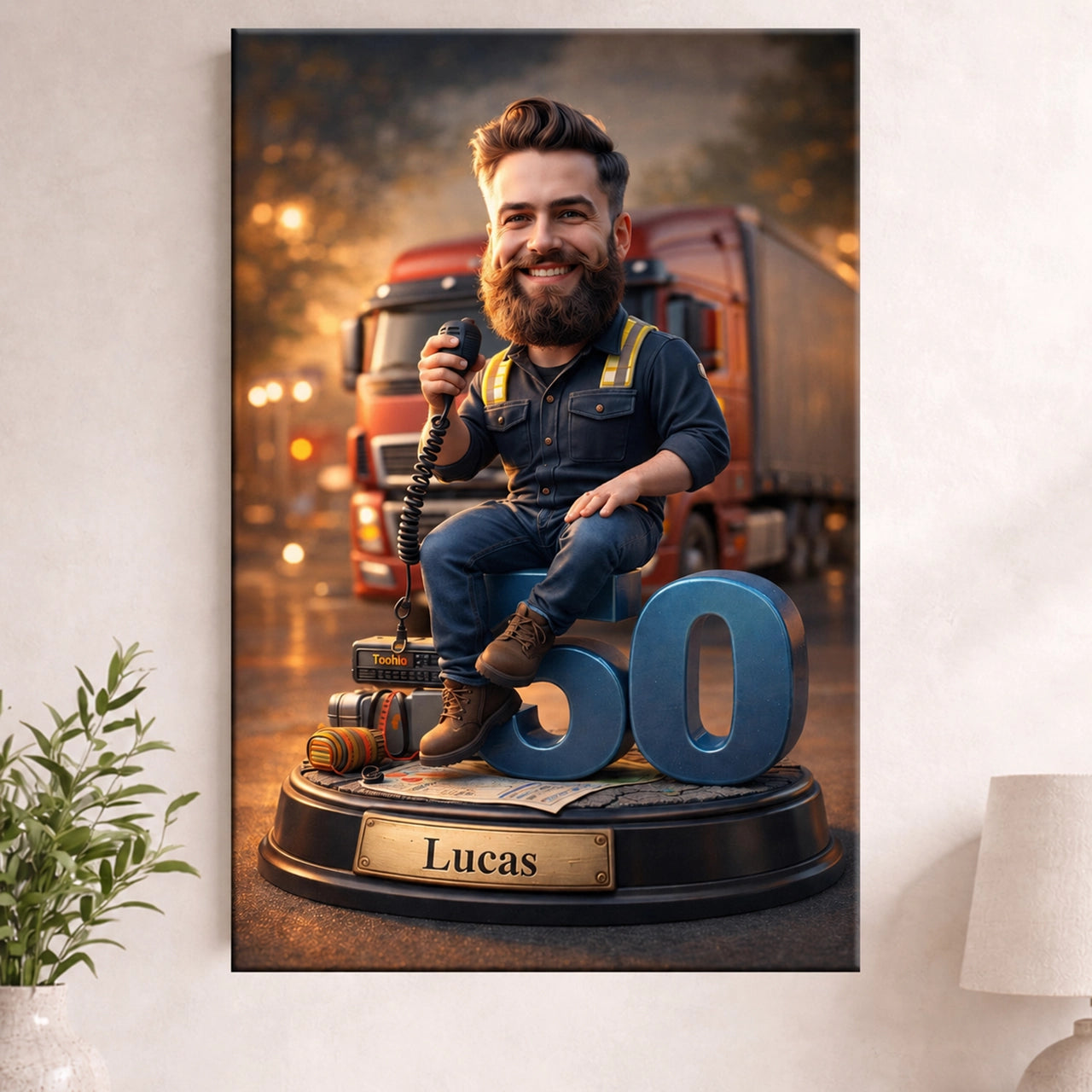 Truck Driver Caricature – For Dad, Work Colleague, Boyfriend