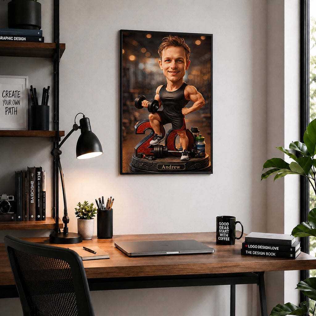 Bodybuilder Caricature from Photo - Personalized Gift for Him