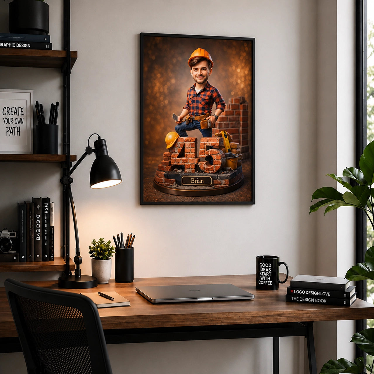 Custom Portrait Construction Worker - Personalized Gift