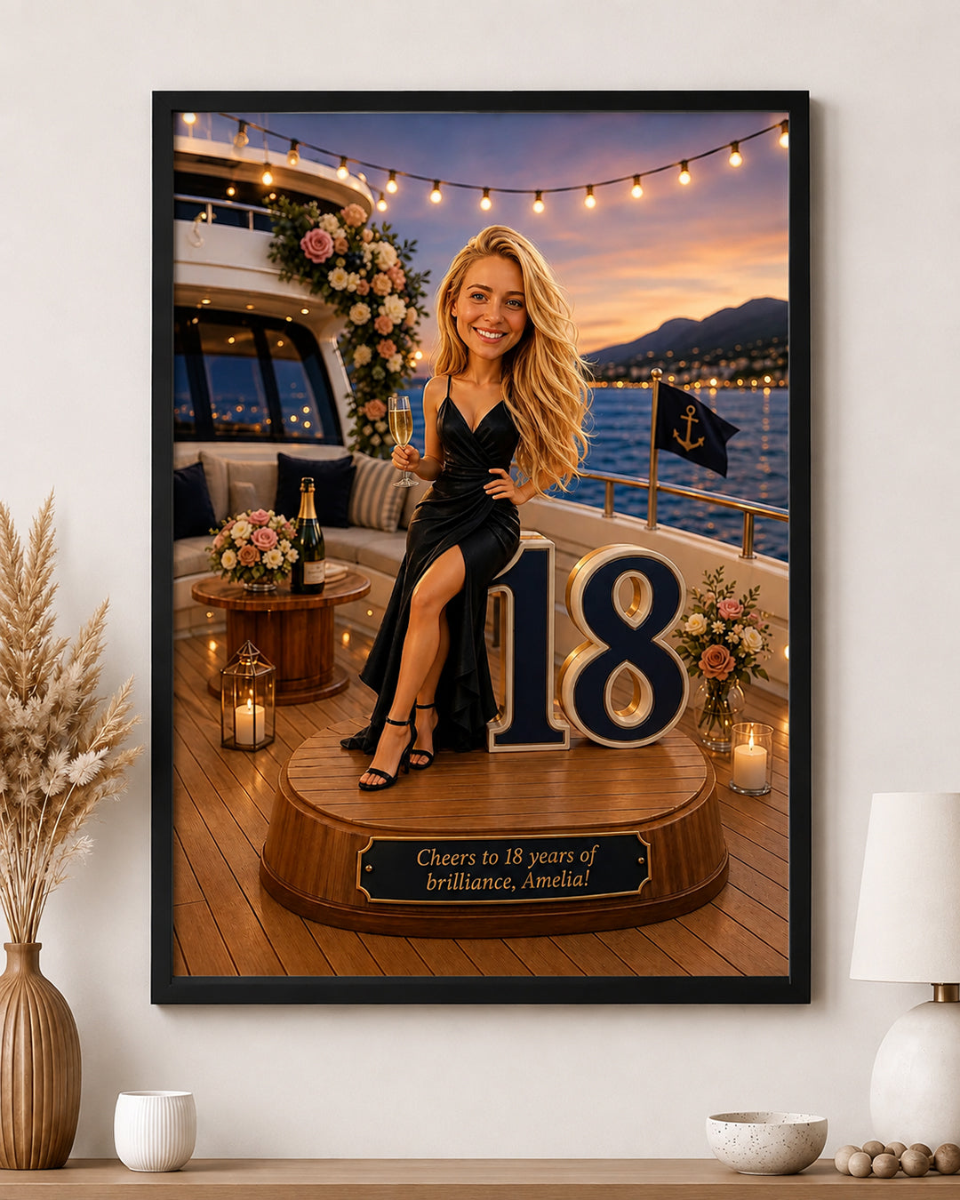 18th Birthday Portrait for a Girl. Red Carpet, Glamour. Caricature